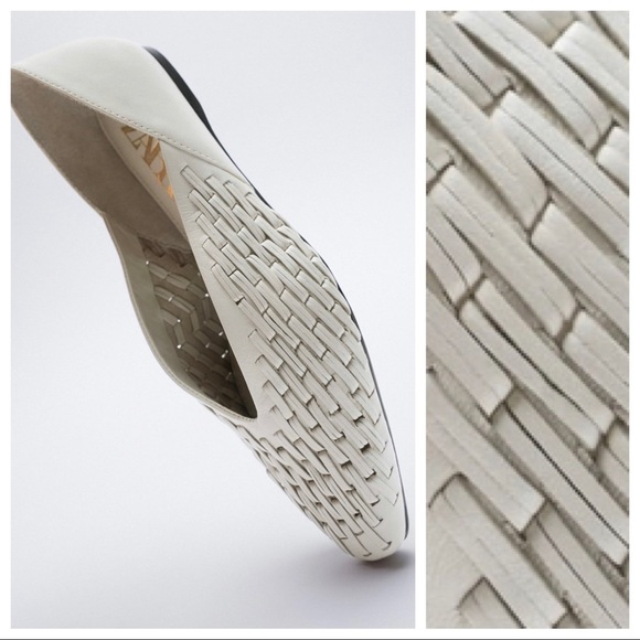 NWT. Zara Ecru Leather Ballet Flats. Size 9. - Picture 8 of 11